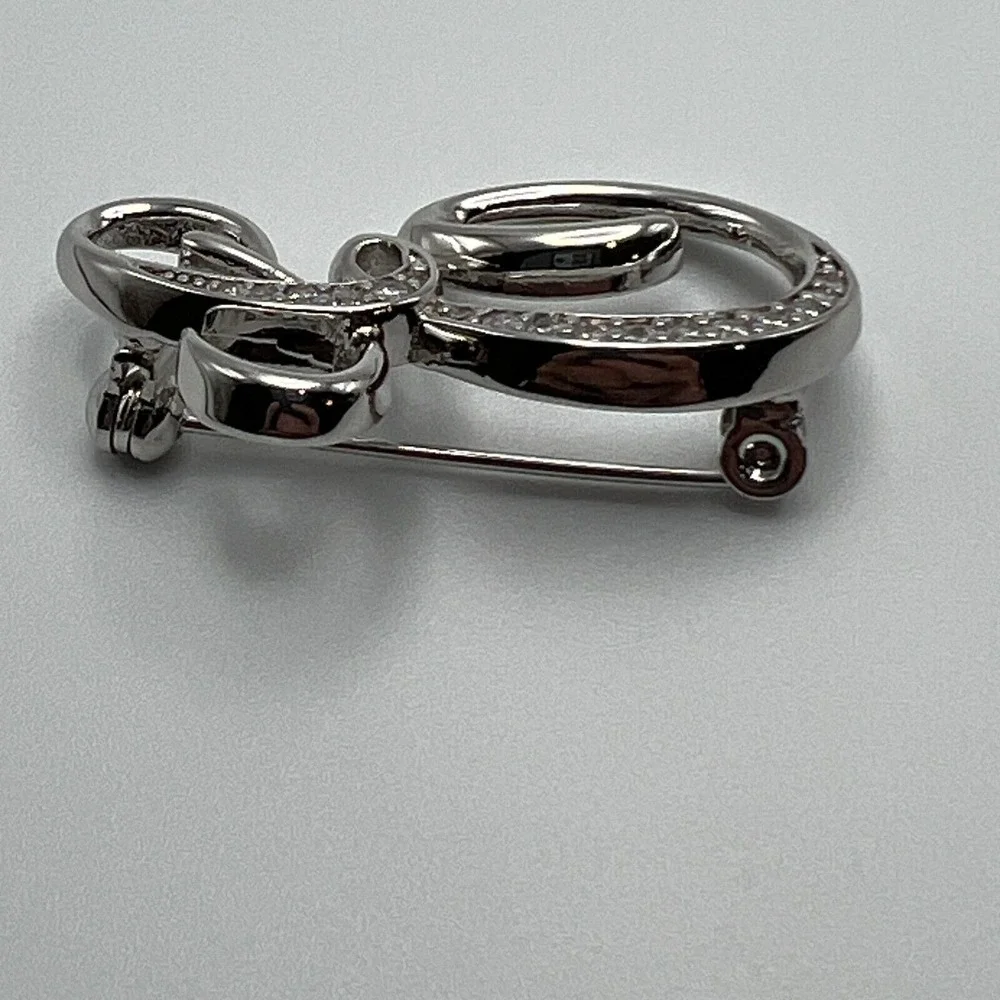 Berricle Initial E Brooch Silver Tone with CZ Accent Pin